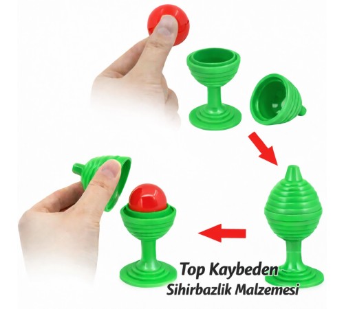 Yeşil Renk Sihirli Kupa Top Kaybetme Oyunu 7 cm