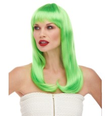 Yeşil Renk Uzun Düz Parti Peruğu