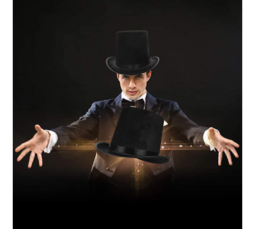 Yetişkinler İçin Siyah Renk Ringmaster Sihirbaz Şapkası Silindir Şapka