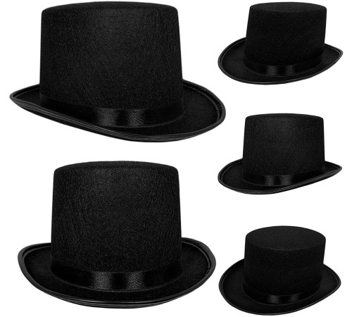 Yetişkinler İçin Siyah Renk Ringmaster Sihirbaz Şapkası Fötr Şapka 15 cm