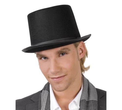 Yetişkinler İçin Siyah Renk Ringmaster Sihirbaz Şapkası Fötr Şapka 15 cm