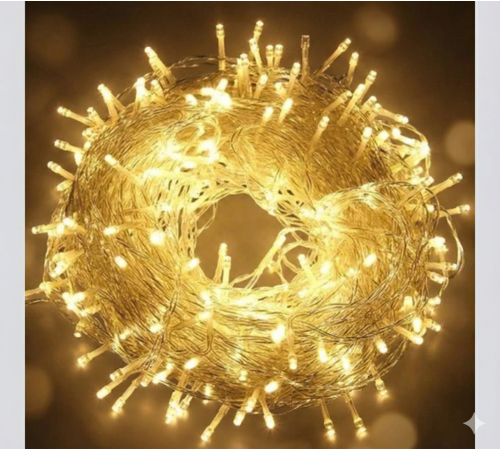 Yılbaşı Aydınlatması 100 LED Perde Hortum Sıcak Beyaz Işık - 10 Metre Dekoratif Şeffaf Kablolu Süs