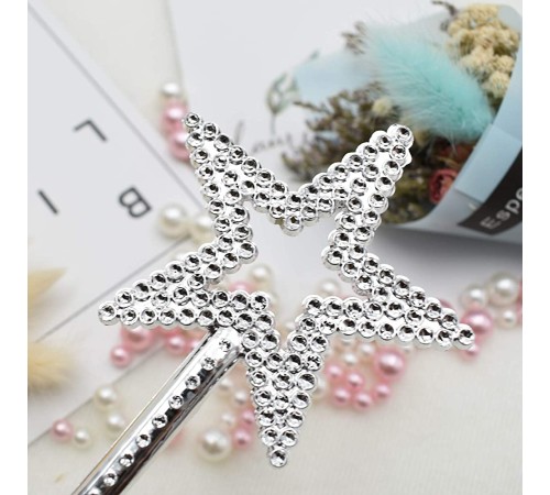 Yıldız Model Peri Asası Melek Asası Prenses Asası Metalize Gümüş Renk