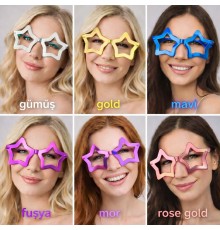 Yıldız Şekilli Parti Gözlüğü 12 Adet – 6 Renk ( Camsız )