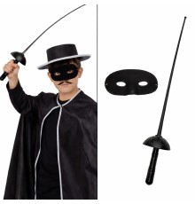 Zorro Kostüm Plastik Aksesuar Seti – Maske ve Kılıç (67 cm)