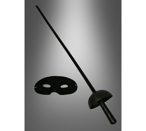 Zorro Kostüm Plastik Aksesuar Seti – Maske ve Kılıç (67 cm)