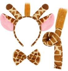 Zürafa Kosümü Aksesuar Seti 3 lü - Taç Papyon Kuyruk
