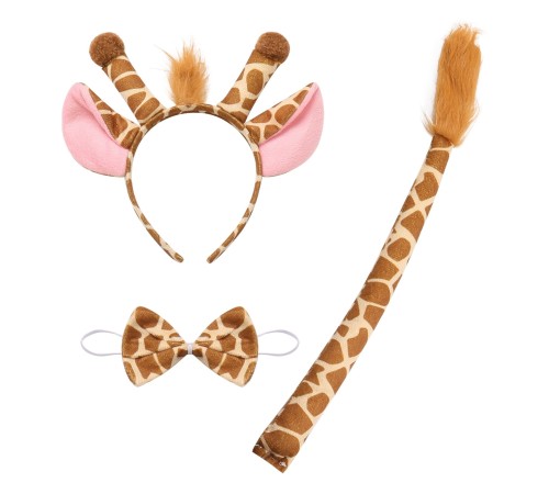 Zürafa Kosümü Aksesuar Seti 3 lü - Taç Papyon Kuyruk