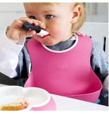 Çocuk Bebek Mama Önlüğü Dökülme Engelleyici Bükülebilir Pembe (5218)