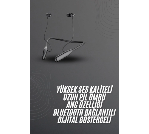 100 Saat Bluetooth Kulaklık Dijital Göstergeli ANC Özelliği Kablolu