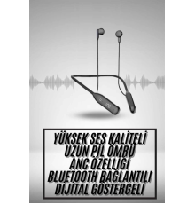 100 Saat Kablolu Boyun Askılı Dijital Göstergeli Bluetooth Kulaklık