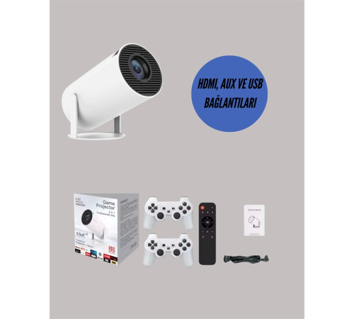 10.000 Oyun Destekli, Çift Kollu 4K Projeksiyon – HDMI, USB, AUX, Ethernet Yok 10.000 Oyun Destekli, Çift Kollu 4K Projeksiyon – HDMI, USB, AUX, Ethernet Yok