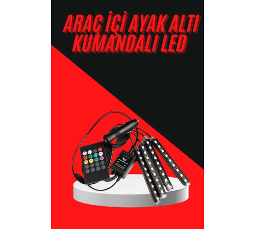 12 Ledli RGB Işıklı Araç Içi Ayak Altı Led Oto Ampul Kumandalı 7 Renk