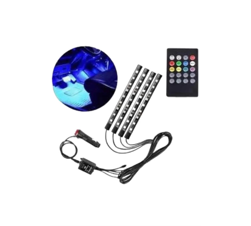 12 Ledli RGB Işıklı Araç Içi Ayak Altı Led Oto Ampul Kumandalı 7 Renk