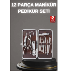 12 Parça Paslanmaz Çelik Kompakt ve Taşınabilir Manikür Makası Tırnak Makası