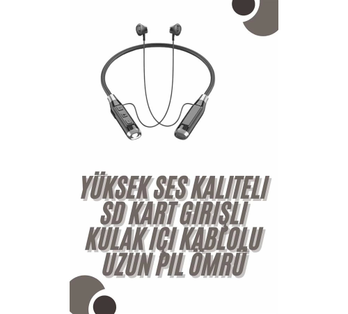 120 Saat Bluetooth Kulaklık Kablolu Boyun Askılı SD Kart Girişli ANC Özellikli 120 Saat Bluetooth Kulaklık Kablolu Boyun Askılı SD Kart Girişli ANC Özellikli