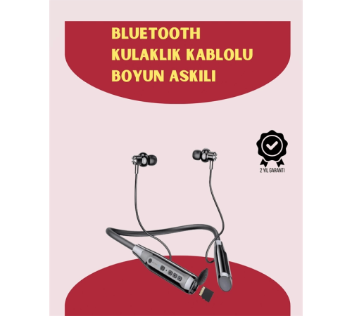 120 Saat Pil Ömrüyle Boyun Askılı Bluetooth Kulaklık – Spor ve Günlük Kullanım İçin