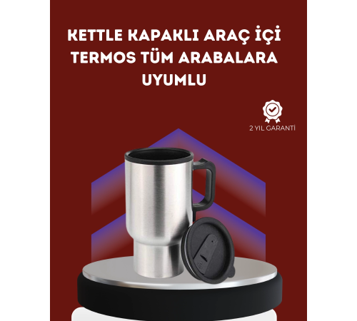 12V Çakmak Girişli Araç İçi Isıtıcı Paslanmaz Çelik Bardak
