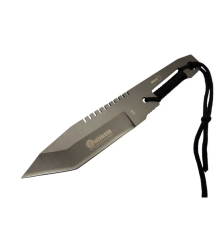 A 13 Metal Outdoor Bıçak 23cm - İpli Sap, Tırtıklı Sırt, Kılıflı