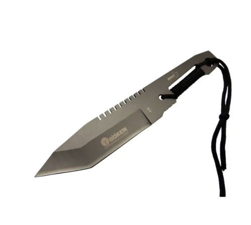 A 13 Metal Outdoor Bıçak 23cm - İpli Sap, Tırtıklı Sırt, Kılıflı