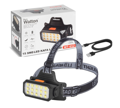 15 Ledli Sarı / Beyaz Şarjlı Kafa Lambası Wt-652 15 Ledli Sarı / Beyaz Şarjlı Kafa Lambası Wt-652