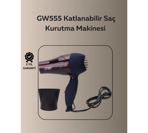 1500W Katlanabilir Mini Saç Kurutma Makinesi | Seyahat Tipi, AB Fişli, Sessiz ve Kompakt Tasarım