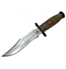 1522 Haki Komando Bıçağı 30cm - Tırtıklı Sırt, Kılıflı