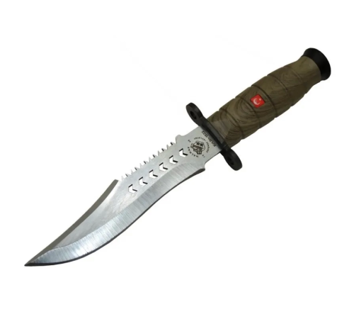 1522 Haki Komando Bıçağı 30cm - Tırtıklı Sırt, Kılıflı 1522 Haki Komando Bıçağı 30cm - Tırtıklı Sırt, Kılıflı