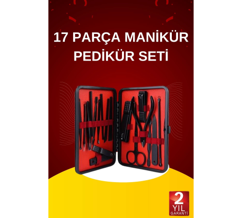 17 Parça El Ayak Bakım Seti Tırnak Temizleme Manikür Pedikür Cımbız Törpü Tırnak Makası