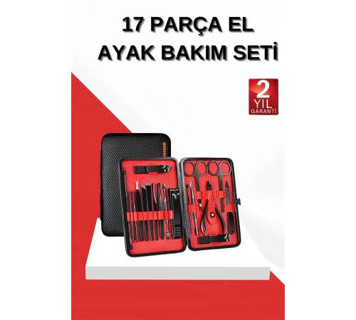 17 Parça Manikür Seti El ve Ayak Bakımı Törpü Cımbız Tırnak Temizleme