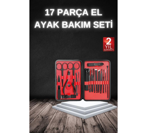 17 Parça Manikür Seti Taşınabilir Özel Çantalı El ve Ayak Bakımı Tırnak Batığı Temizleme