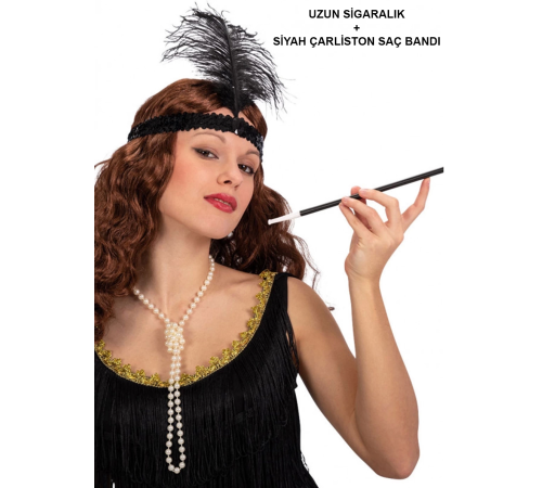 192039ler Gatsby Aksesuar Seti – Siyah Charleston Saç Bandı Lık 192039ler Gatsby Aksesuar Seti – Siyah Charleston Saç Bandı Lık