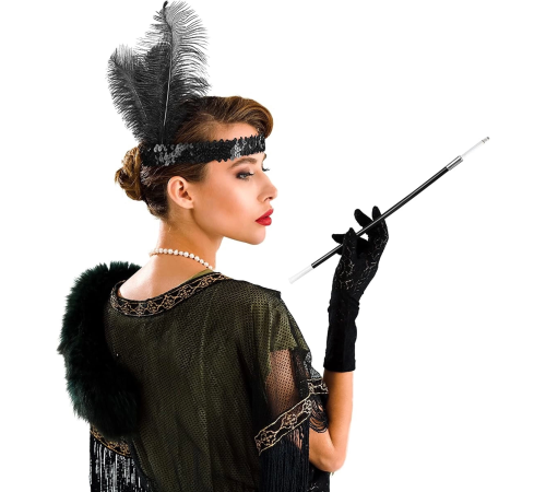 192039ler Gatsby Aksesuar Seti – Siyah Charleston Saç Bandı Lık 192039ler Gatsby Aksesuar Seti – Siyah Charleston Saç Bandı Lık