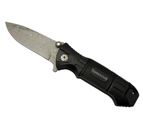 2-8 Damascus Kamp Çakı 20cm - Yarı Otomatik, Kemerlikli 2-8 Damascus Kamp Çakı 20cm - Yarı Otomatik, Kemerlikli