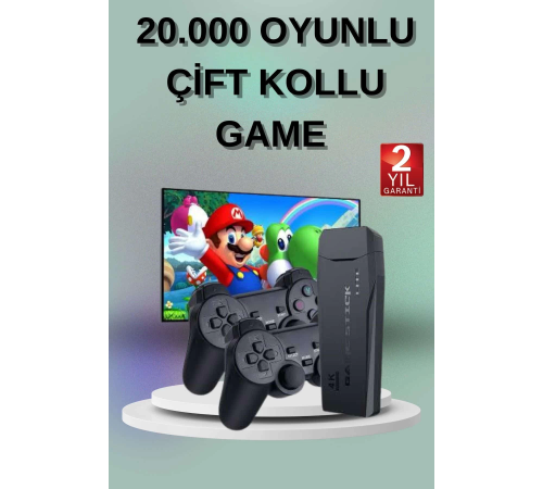 2 Kollu Kablosuz 2.4G Retro Oyunlar 4k Game Stick 3500 Oyun Atari 2 Kollu Kablosuz 2.4G Retro Oyunlar 4k Game Stick 3500 Oyun Atari