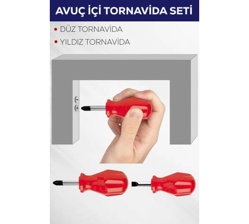 2'li Avuç Içi Tornavida Seti Düz Yıldız 2'li Avuç Içi Tornavida Seti Düz Yıldız