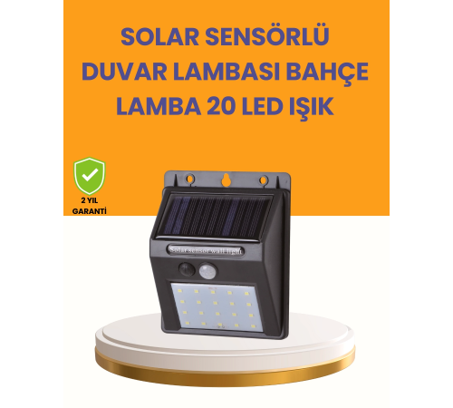 20 LED Güneş Enerjili Hareket Sensörlü Dış Mekan Duvar Lambası