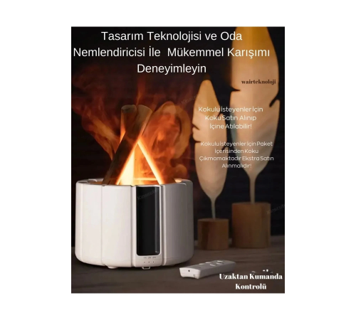 250 Ml Alev Görüntülü Bonfire Oda Nemlendirici Şık Tasarım Uzaktan Kumanda Kontrollü Beyaz 250 Ml Alev Görüntülü Bonfire Oda Nemlendirici Şık Tasarım Uzaktan Kumanda Kontrollü Beyaz