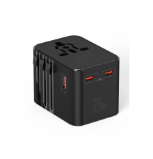 25w Evrensel Seyahat Adaptörü, Eu/us/uk/au Priz Dönüştürücü, 1x Usb, 2x Type-c Hızlı Şarj