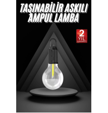 3 Farklı Mod LED'li Şarjlı Asma Kancalı Kamp Lambası Taşınabilir Ampul