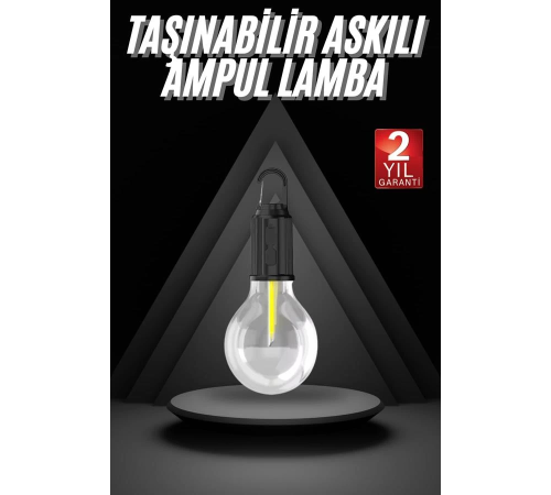 3 Farklı Mod LED'li Şarjlı Asma Kancalı Kamp Lambası Taşınabilir Ampul