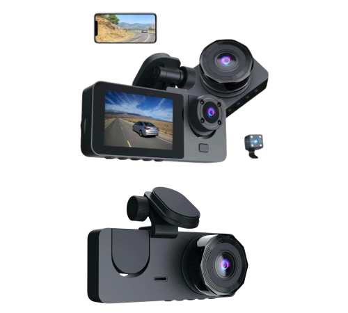 3 Kameralı 2 İnç 1080P Araç İçi Kamera Sürüş Kamerası CarPlay