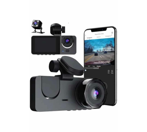 3 Kameralı 2 İnç 1080P Araç İçi Kamera Sürüş Kamerası CarPlay