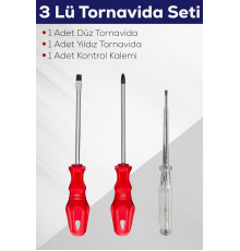 3'lü Tornavida Seti (düz Tornavida + Yıldız Tornavida + Kontrol Kalemi)