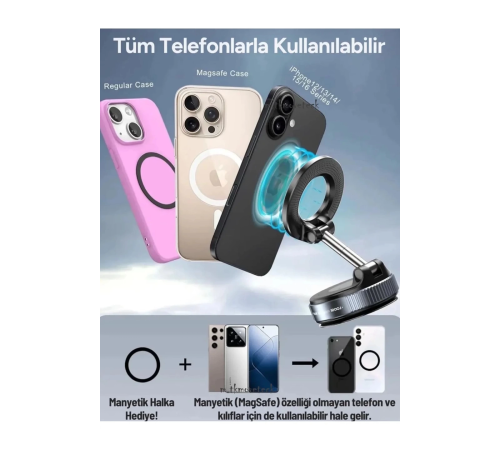 360 Dönebilen Ayarlanabilir Araç Içi Tutucu Kullanılabilen Vakumlu K007 Magsafe Telefon Tutucu 360 Dönebilen Ayarlanabilir Araç Içi Tutucu Kullanılabilen Vakumlu K007 Magsafe Telefon Tutucu