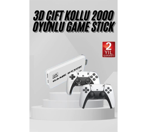 3D 4K 2000 Oyunlu Game Stick Oyun Konsolu Çift Konsol 3D 4K 2000 Oyunlu Game Stick Oyun Konsolu Çift Konsol