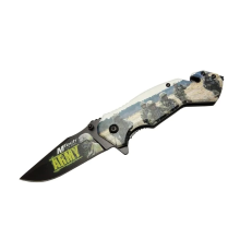 4 23 3 Army Kurtarma / Kamp Çakı 20cm - Yarı Otomatik, Kemerlikli, Cam Kırma Ve İp Kesme Aparatlı