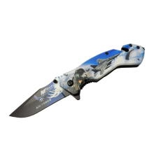 4 23 4 Air Force Kurtarma / Kamp Çakı 20cm - Yarı Otomatik, Kemerlikli, Cam Kırma Ve İp Kesme Aparatlı