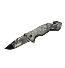 4 23 6 Swat Kurtarma / Kamp Çakı 20cm - Yarı Otomatik, Kemerlikli, Cam Kırma Ve İp Kesme Aparatlı