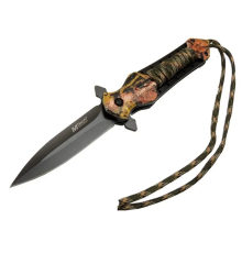 4267 Çok Renkli Kamp Çakı 21cm - Yarı Otomatik, İpli, Kemerlikli